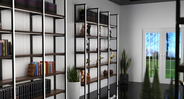 bookshelves with LED profile