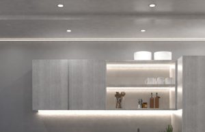 kitchen with white oak cabinets