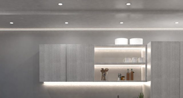 kitchen with white oak cabinets