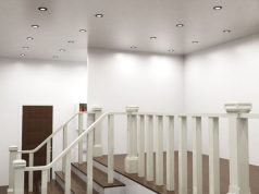 landing area with black downlights