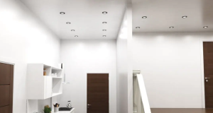 A home illuminated by LED downlights.