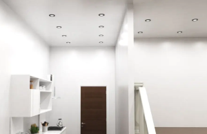 A home illuminated by LED downlights.
