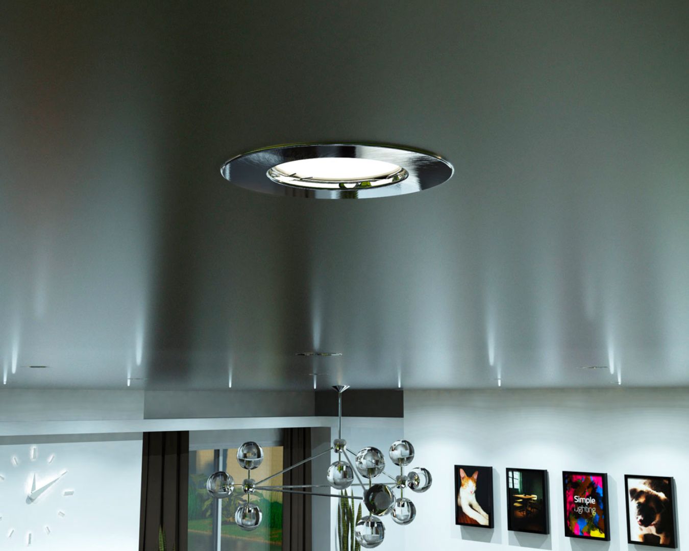 close up of a fire rated downlight in the kitchen