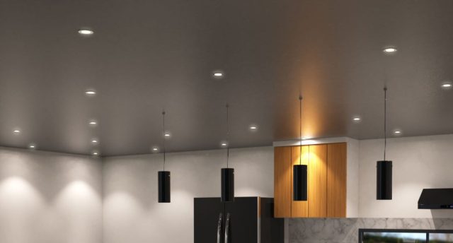 ceiling with downlights and fixtures