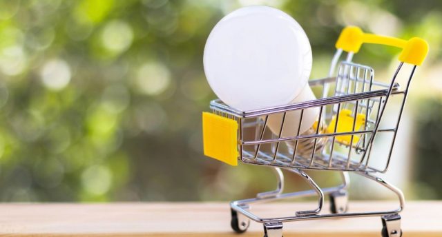light bulb in a shopping cart