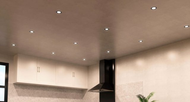 fire rated downlights in the kitchen ceiling