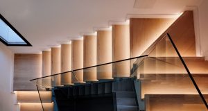 overview of a lighted stairway