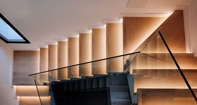 overview of a lighted stairway