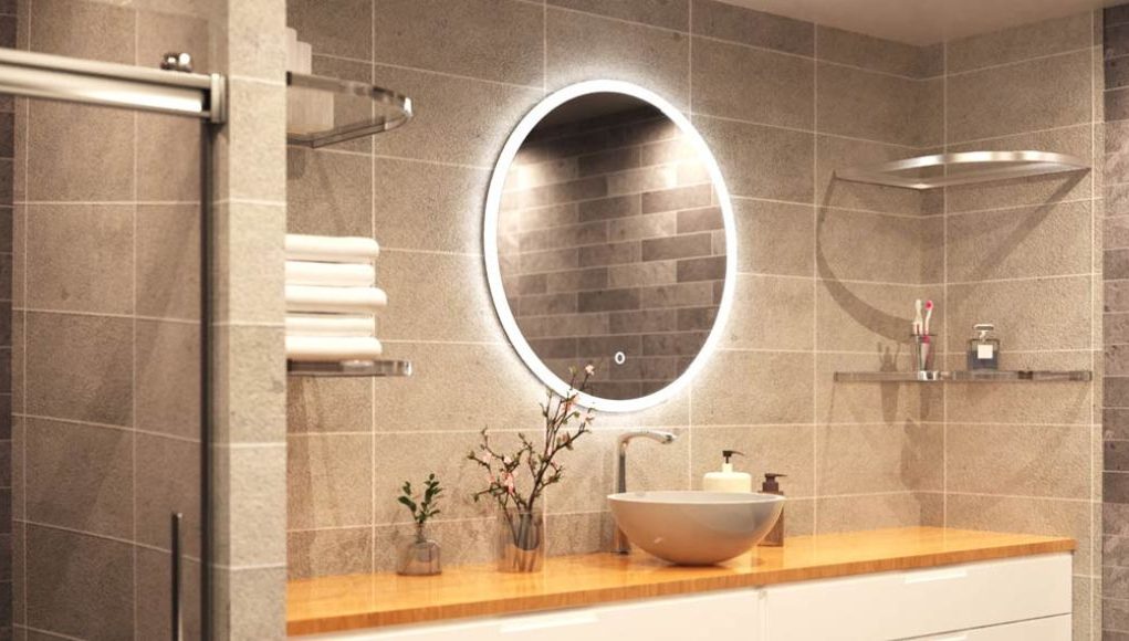 Lighted LED bathroom mirror warm white