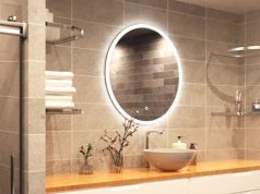 Lighted LED bathroom mirror warm white