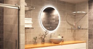 Lighted LED bathroom mirror warm white