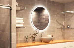 Lighted LED bathroom mirror warm white