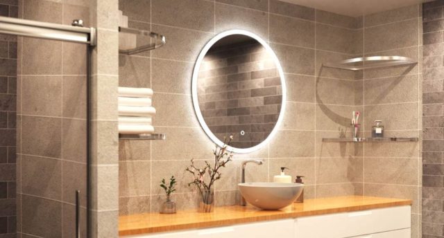 Lighted LED bathroom mirror warm white