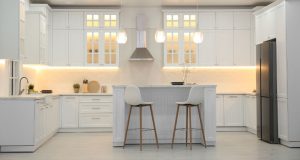 kitchen countertops with LED strip lights