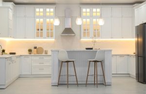 kitchen countertops with LED strip lights