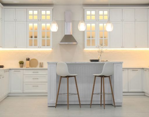 kitchen countertops with LED strip lights