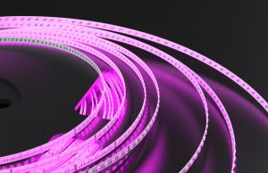 A roll of violet LED tape lights.