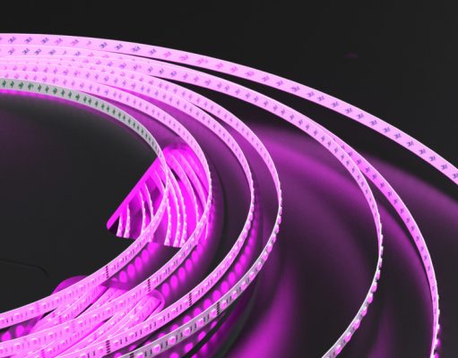 A roll of violet LED tape lights.