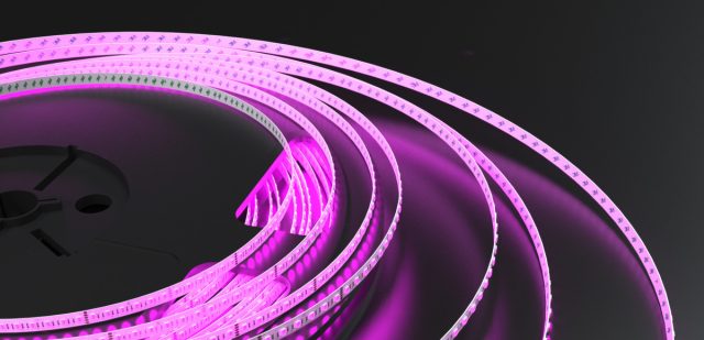 A roll of violet LED tape lights.