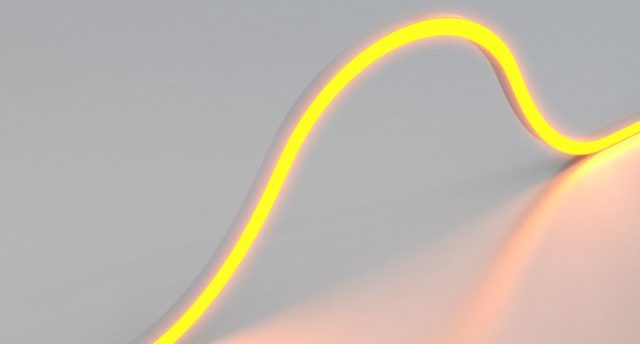 Bent and lighted LED neon strip light