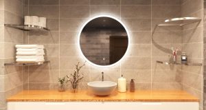 Lighted LED bathroom mirror