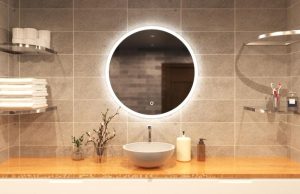 Lighted LED bathroom mirror
