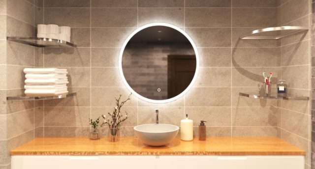 Lighted LED bathroom mirror