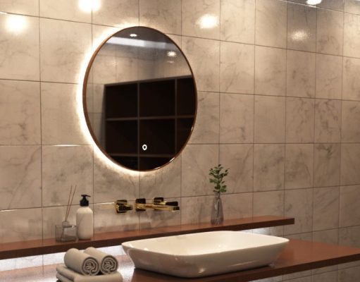 Lighted circular LED bathroom mirror