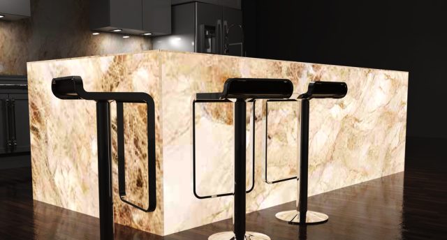 kitchen bar brightened by LED light sheets for retail