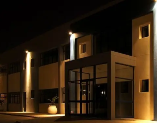 modern home brightened by LED flood lights