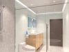 Bathroom with different kinds of bright lights installed