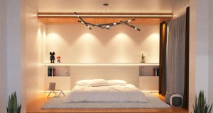 Bedroom with warm white light