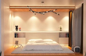 Bedroom with warm white light