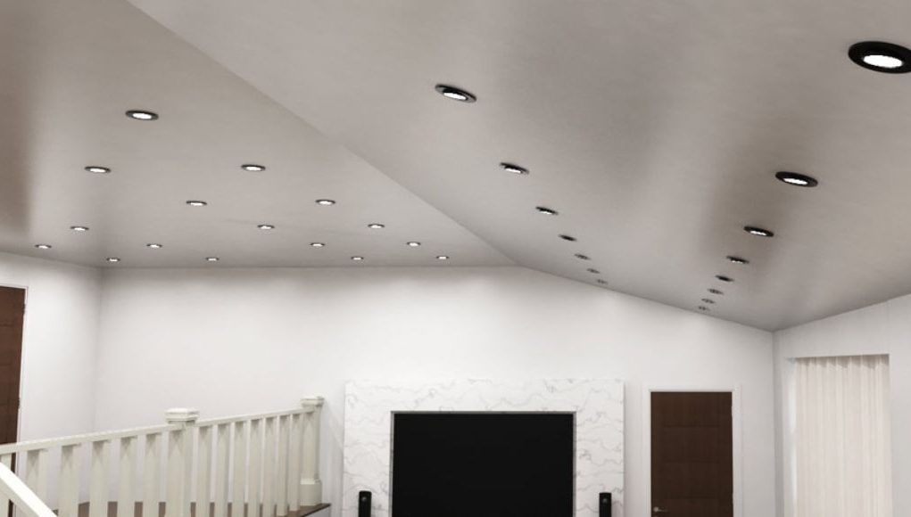 Black LED Downlights in a ceiling