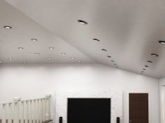 Black LED Downlights in a ceiling