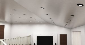 Black LED Downlights in a ceiling