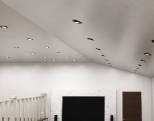 Black LED Downlights in a ceiling