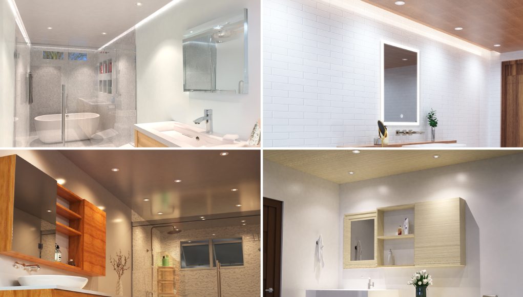 Bathroom downlights - collage of different lights in action