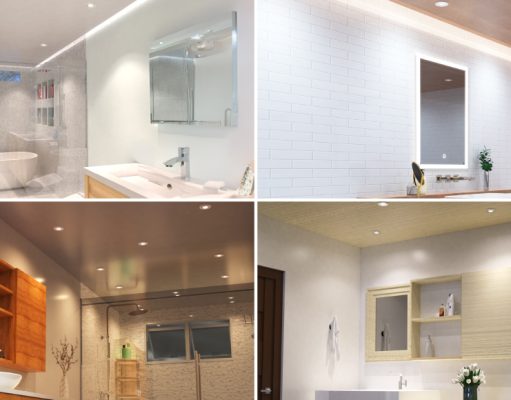 Bathroom downlights - collage of different lights in action