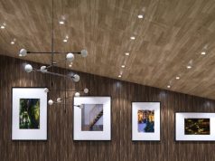 downlights in the bedroom with wooden ceiling