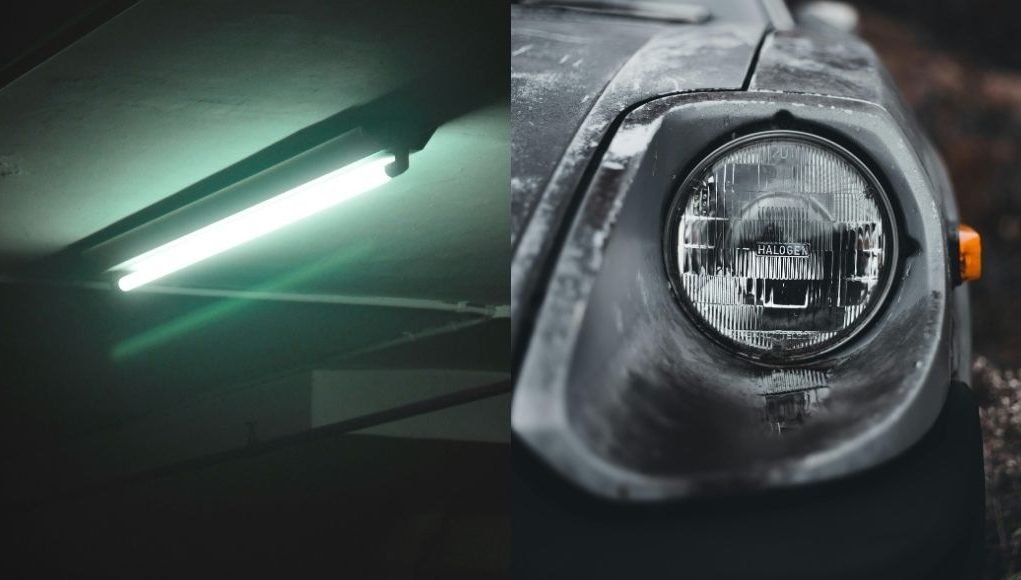 fluorescent and halogen car headlight hero image
