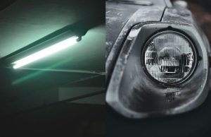fluorescent and halogen car headlight hero image