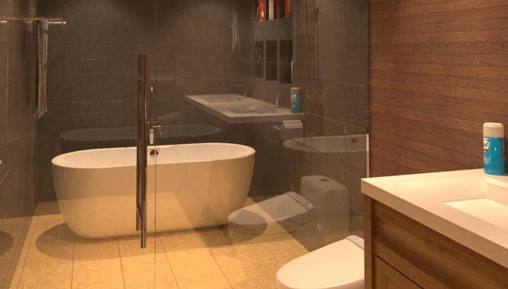 modern bathroom with bathtub