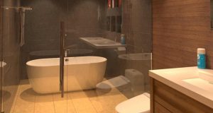 modern bathroom with bathtub
