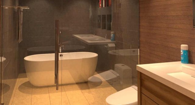 modern bathroom with bathtub