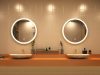 2 Smart LED Bathroom Mirrors in vanity area.