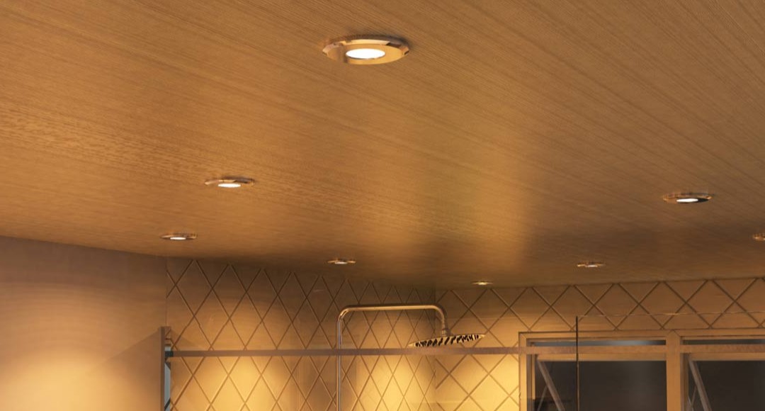 LED downlights installed on bathroom ceilings