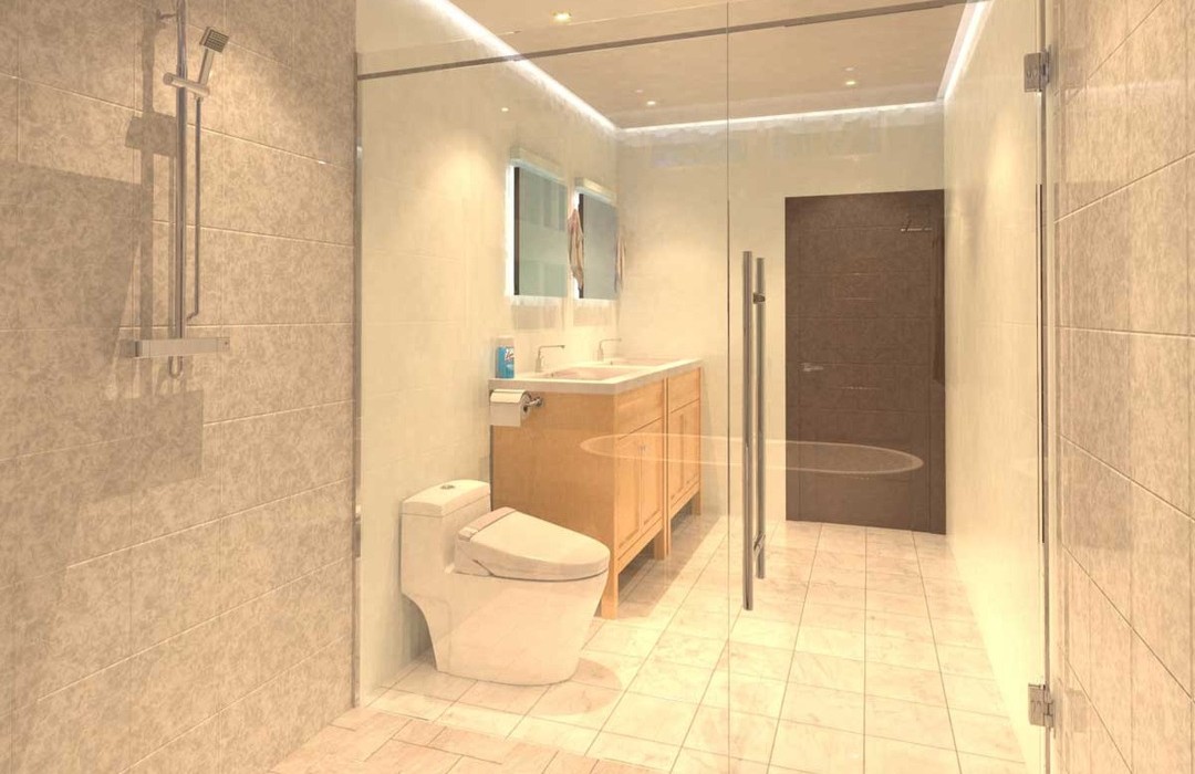 modern bathroom with LED downlights