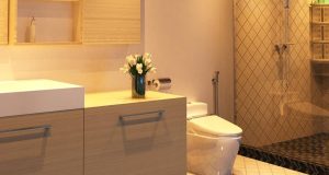 toilet area illuminated by LED downlights