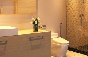 toilet area illuminated by LED downlights